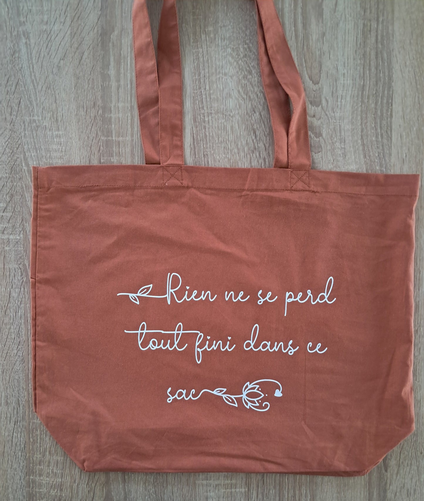 Grand sac de shopping "Rien ne se perd tout fini dans ce sac"